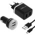 Pack chargeur secteur (2.1A) + voiture (2.1A) + Câble Micro-USB 1m - Akashi