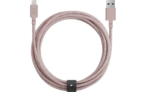 Native Union Belt Cable XL Rose - Câble Lightning vers USB 3 m