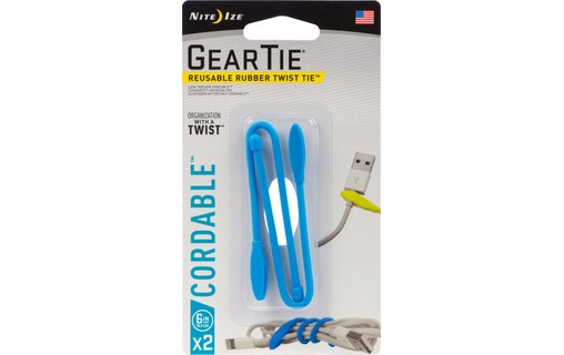Nite Ize GearTie Bleu - Système d'attache de câbles (2 pièces)