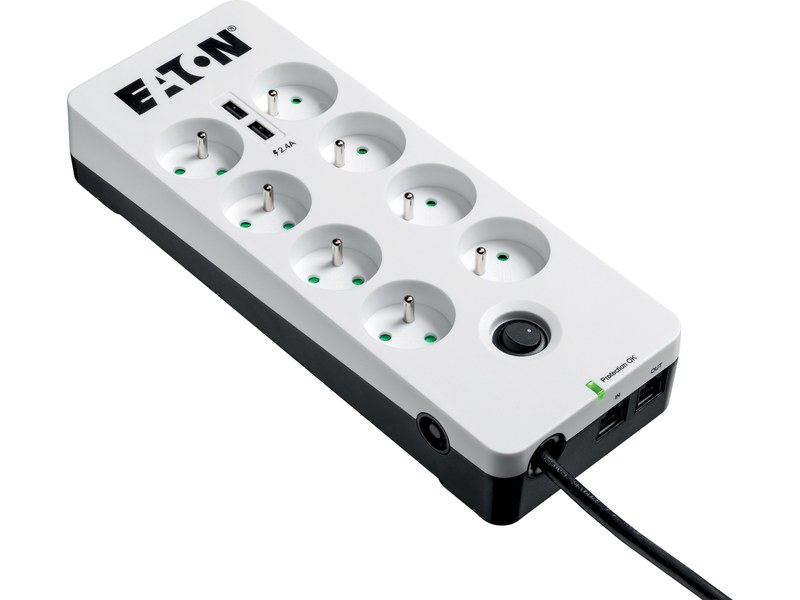 Eaton Protection Box 8 USB FR - Multiprise parafoudre 8 prises + 2x USB +  tel - Prise / Multi-Prise - Eaton