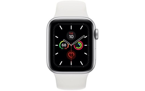 Apple Watch Series 5 (GPS) 40 mm aluminium argenté bande sport blanc