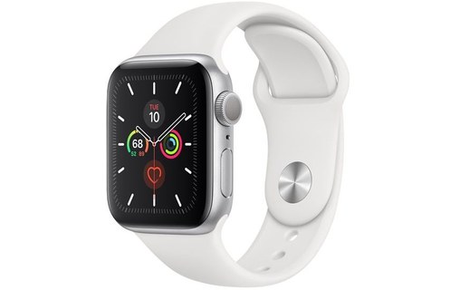 Apple Watch Series 5 (GPS) 40 mm aluminium argenté bande sport blanc