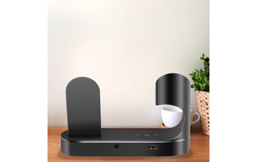 Promate PowerState Gris - Station de charge Qi iPhone, Apple Watch, AirPods