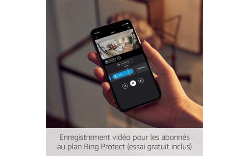 Ring Stick Up Cam Plugin Blanc - Caméra de surveillance HD 1080p Wi-Fi