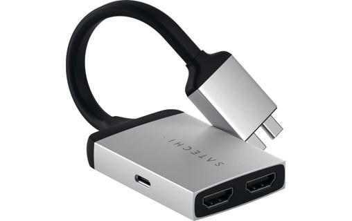 Satechi Adaptateur Dual HDMI Argent - 2x USB-C vers 2x HDMI 4K à