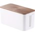 Boîte de rangement pour câbles 23 cm - Blanc / Noyer