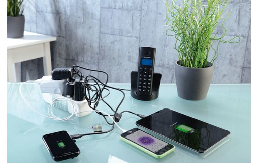 Boîte de rangement pour câbles 23 cm - Blanc / Noyer