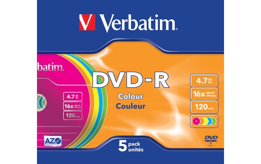 Verbatim DVD-R Colour 4,7 Go 5 pièce(s)