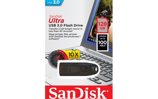 Clé USB SanDisk Ultra 128 Go - Noir - USB 3.2