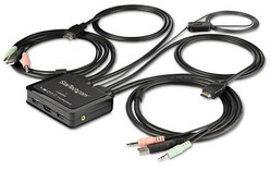 StarTech.com Commutateur KVM HDMI à 2 ports avec câbles incorporés - USB 4K 60Hz