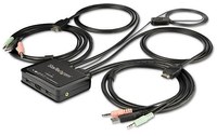StarTech.com Commutateur KVM HDMI à 2 ports avec câbles incorporés - USB 4K 60Hz
