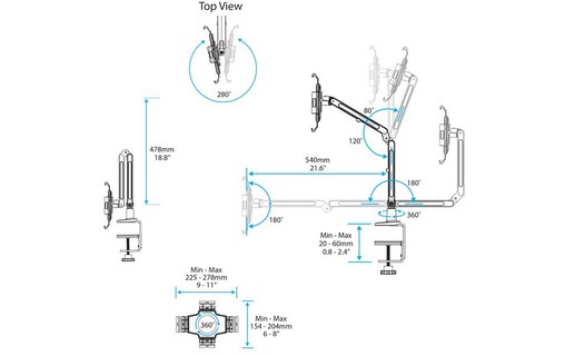 StarTech.com Support de bureau pour tablette - Bras articulé - Support tablette