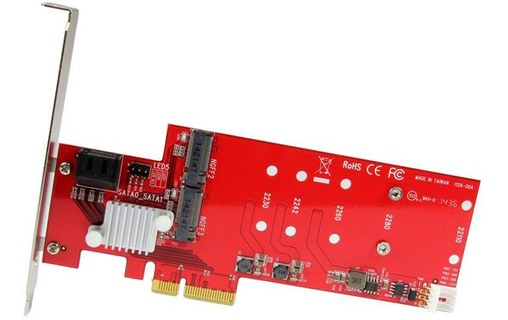StarTech.com Carte contrôleur PCI Express RAID pour 2 SSD M.2 NGFF plus 2 ports