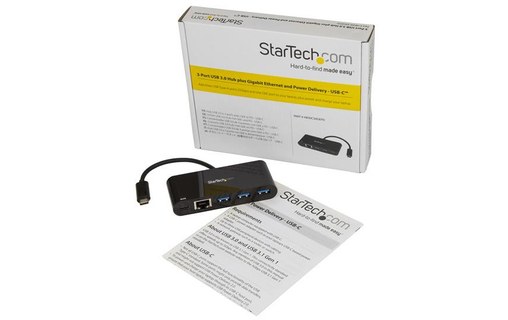 StarTech.com Hub USB 3.0 à 3 ports avec Gigabit Ethernet et Power Delivery - USB