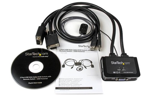 StarTech.com Switch KVM USB VGA à 2 ports - Commutateur KVM alimenté par USB ave