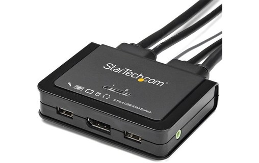 StarTech.com Commutateur KVM à 2 ports USB 4K 60 Hz DisplayPort avec câbles inco