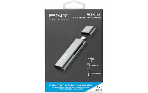 PNY Lecteur de cartes SD, microSD - USB-C & USB