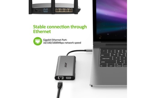 Acer HP.DSCAB.002 hub & concentrateur USB 3.0 (3.1 Gen 1) Type-C 5000 Mbit/s Arg