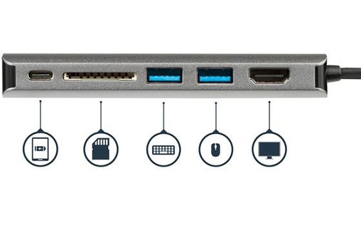 StarTech.com Adaptateur multiport USB-C - Lecteur de carte mémoire SD - Power De