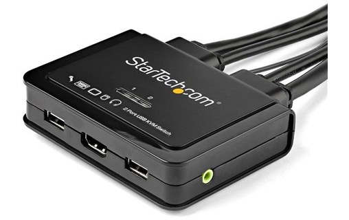 StarTech.com Commutateur KVM HDMI à 2 ports avec câbles incorporés - USB 4K 60Hz