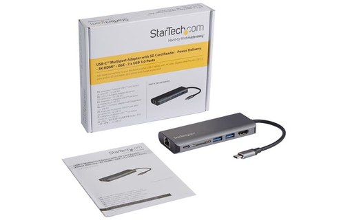 StarTech.com Adaptateur multiport USB-C - Lecteur de carte mémoire SD - Power De