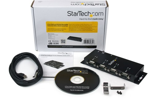 StarTech.com Hub adaptateur USB vers série DB9 RS232 4 ports – Montage sur rail