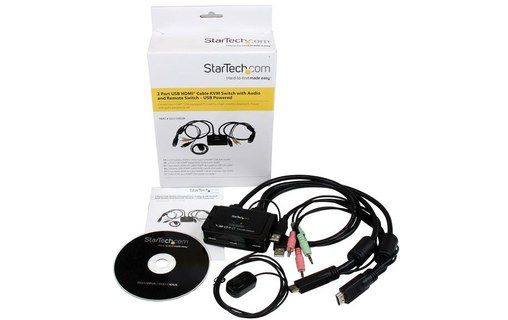 StarTech.com Switch Commutateur KVM 2 Ports USB, HDMI avec Audio et Câbles pour