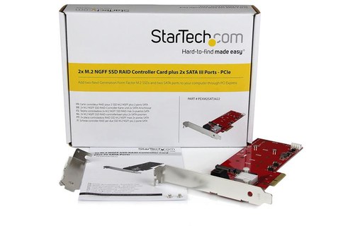 StarTech.com Carte contrôleur PCI Express RAID pour 2 SSD M.2 NGFF plus 2 ports