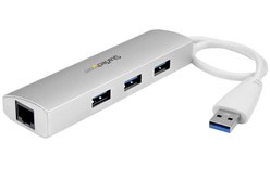 StarTech.com Hub USB 3.0 portable à 3 ports avec Gigabit Ethernet - Câble intégr