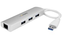 StarTech.com Hub USB 3.0 portable à 3 ports avec Gigabit Ethernet - Câble intégr