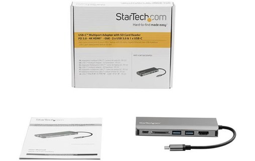 StarTech.com Adaptateur multiport USB-C avec HDMI 4K - Lecteur de carte SD et PD