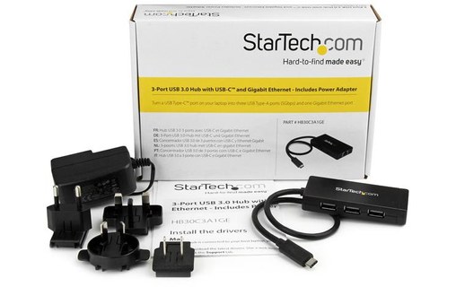 StarTech.com Hub USB-C à 3 ports avec Gigabit Ethernet - USB-C vers 3x USB-A - U