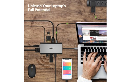 Acer HP.DSCAB.002 hub & concentrateur USB 3.0 (3.1 Gen 1) Type-C 5000 Mbit/s Arg