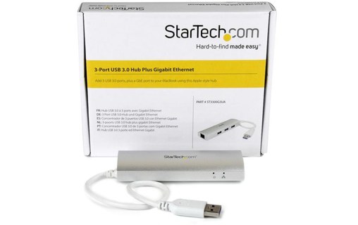 StarTech.com Hub USB 3.0 portable à 3 ports avec Gigabit Ethernet - Câble intégr