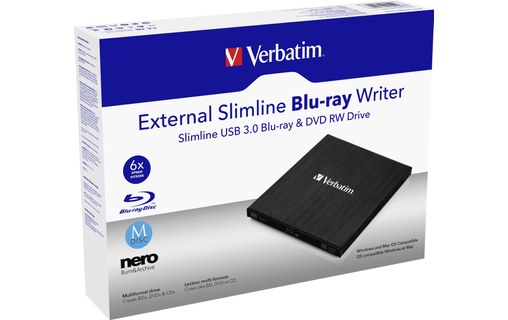 Verbatim External Slimline lecteur de disques optiques Noir Blu-Ray RW