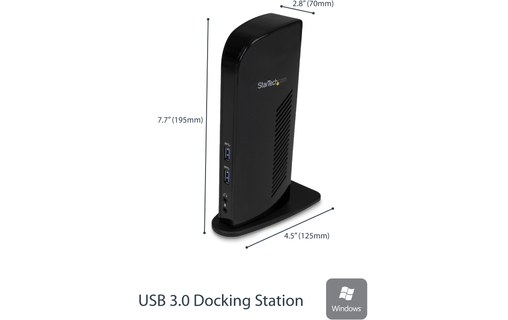 StarTech.com Station d'accueil USB 3.0 double affichage pour PC portable - Répli