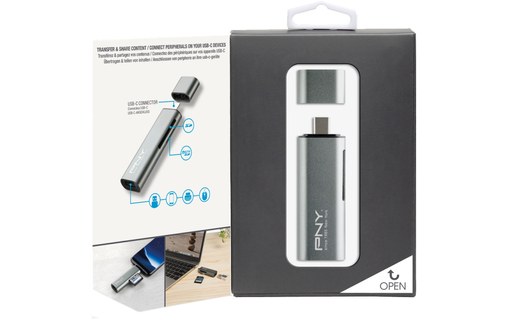 PNY Lecteur de cartes SD, microSD - USB-C & USB