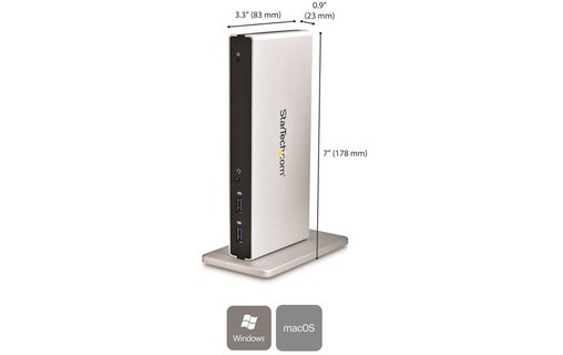 StarTech.com Station d'accueil USB 3.0 double affichage DVI pour PC portable ave