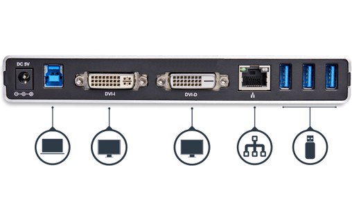 StarTech.com Station d'accueil USB 3.0 double affichage DVI pour PC portable ave