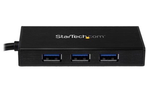 StarTech.com Hub USB 3.0 portable à 3 ports avec câble intégré plus Gigabit Ethe