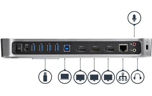 StarTech.com Station d'accueil USB 3.0 triple affichage pour ordinateur portable