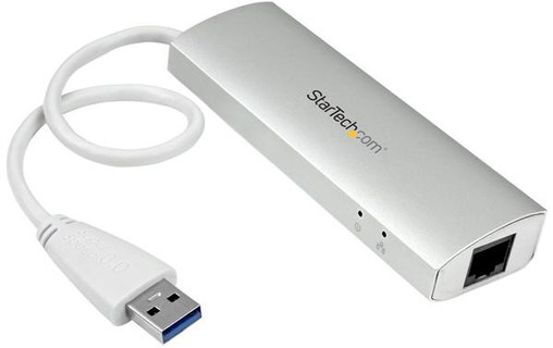 StarTech.com Hub USB 3.0 portable à 3 ports avec Gigabit Ethernet - Câble intégr