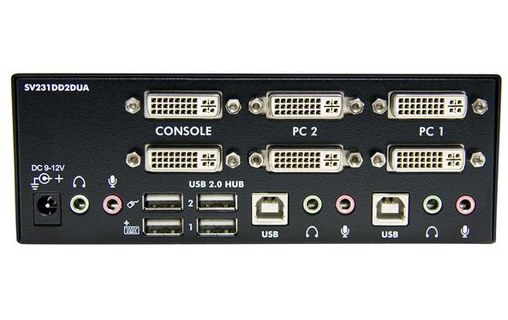StarTech.com Commutateur KVM USB et double DVI à 2 ports avec audio et hub USB 2
