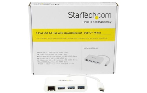StarTech.com Hub USB 3.0 à 3 ports avec Gigabit Ethernet - USB-C vers 3x USB-A -