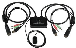 StarTech.com Switch Commutateur KVM 2 Ports USB, HDMI avec Audio et Câbles pour