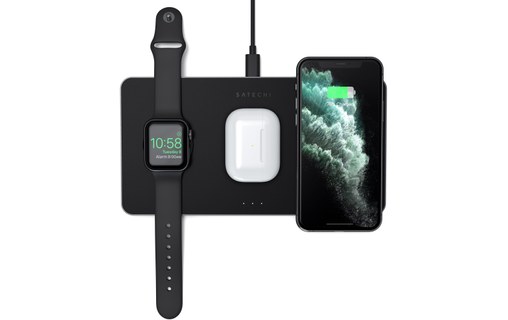 Satechi Trio Wireless Charging Pad Gris Sidéral - Station de charge sans fil Qi