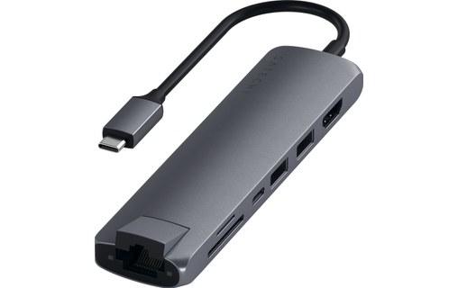 Satechi Hub USB-C Slim multiport 7-en-1 - Gris - Station d'accueil