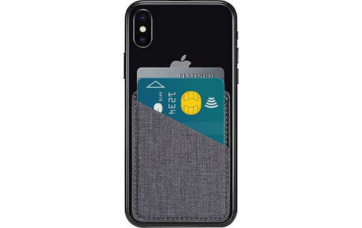 Porte-cartes adhésif 2 emplacements pour iPhone et smartphone - Gris