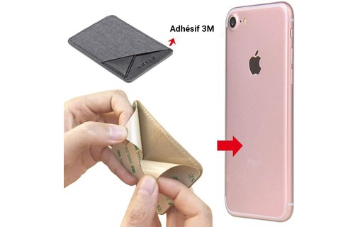 Porte-cartes adhésif 2 emplacements pour iPhone et smartphone - Gris