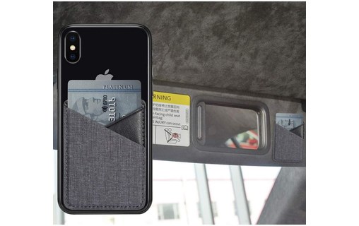 Porte-cartes adhésif 2 emplacements pour iPhone et smartphone - Gris